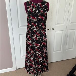 Floral Black and Red Sleeveless Dress